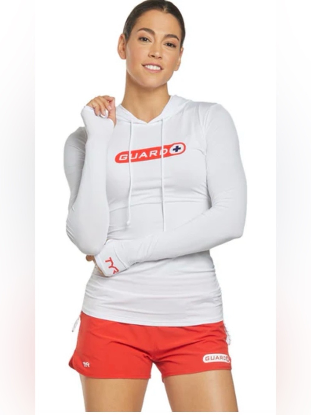 TYR White Hooded Swim Pullover
